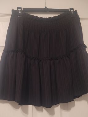 Black Tiered Pleated Skirt